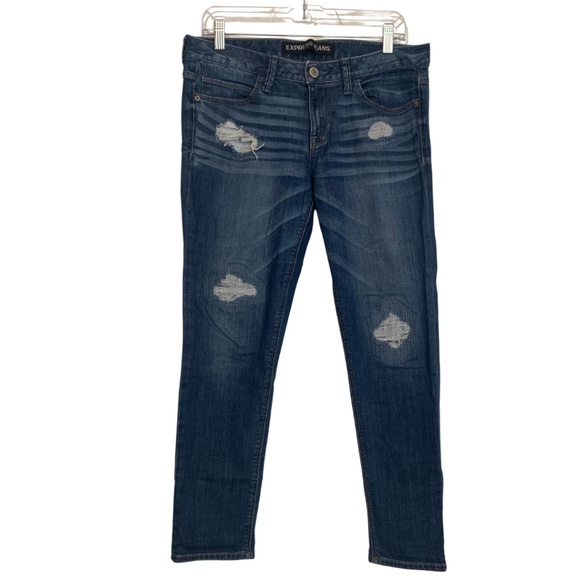 Express | Modern Boyfriend Low Rise Distressed Jeans - Picture 1 of 8
